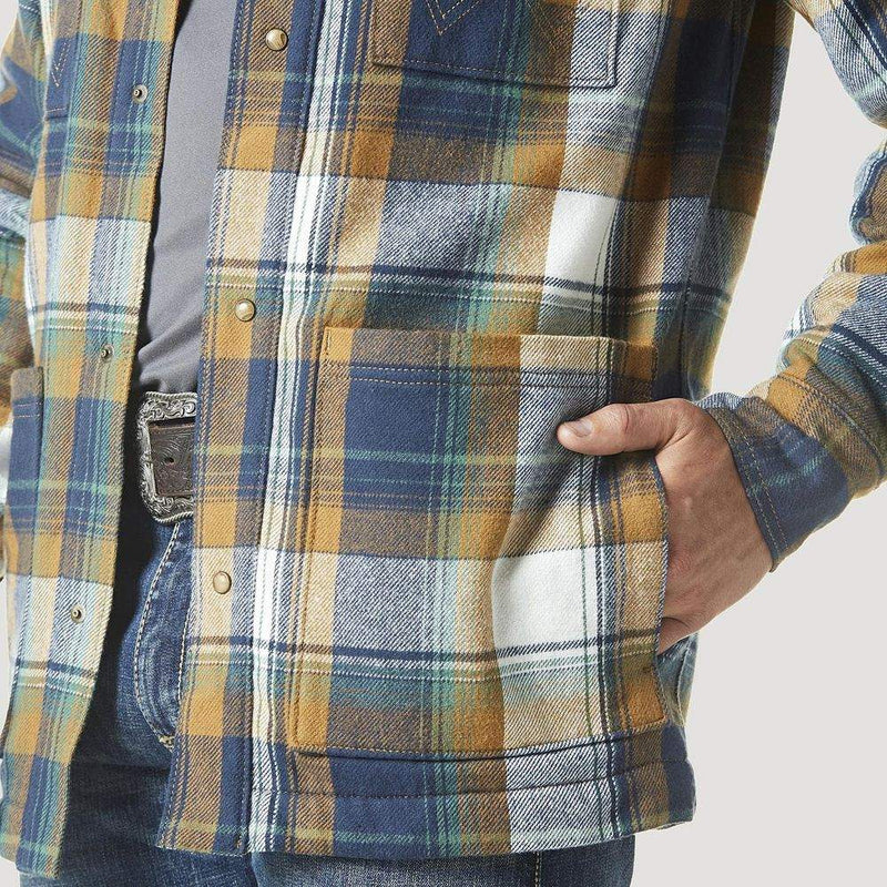 Wrangler Men's Sherpa Lined Flannel Shirt Jacket