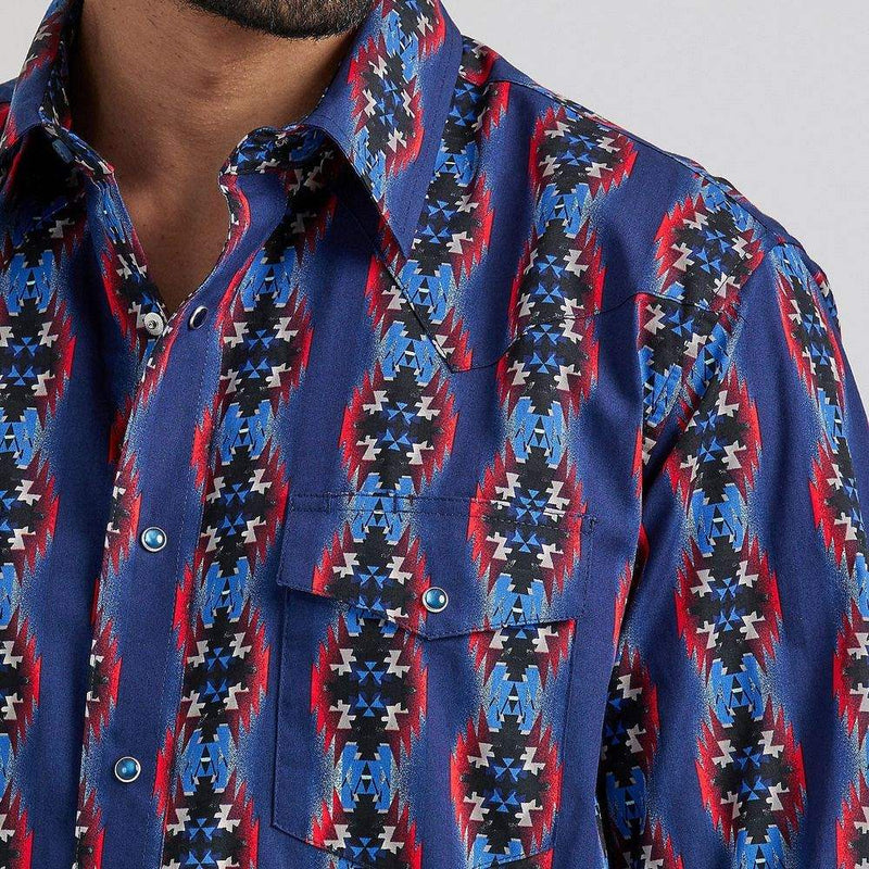 Wrangler Men's Checotah Blue Western Snap Shirt