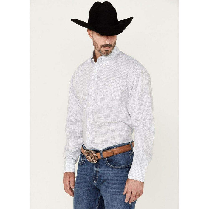Wrangler Men's Classic White Geo Print Button Down Shirt