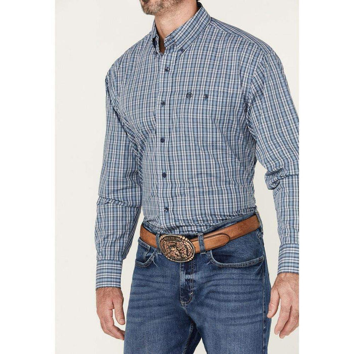 Wrangler Men's Classic Blue Plaid Button Down Shirt