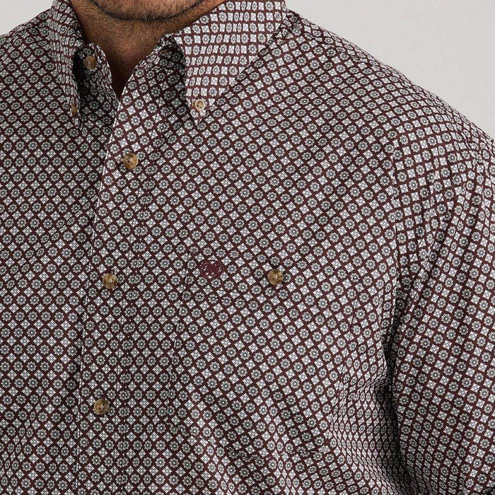 Wrangler Men's Geo Print Long Sleeve Western Shirt