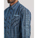 Wrangler Men's Western Logo Blue Plaid Button Down