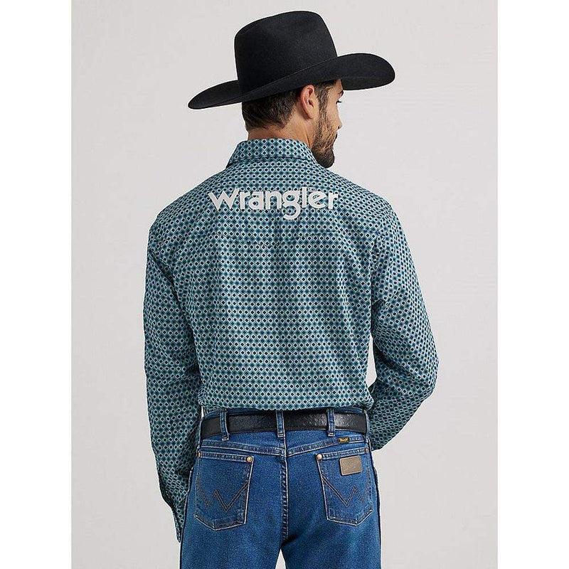 Wrangler Men's Logo Long Sleeve Western Snap Shirt