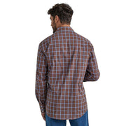 Wrangler Men's Wrinkle Resist Brown Plaid Snap Shirt