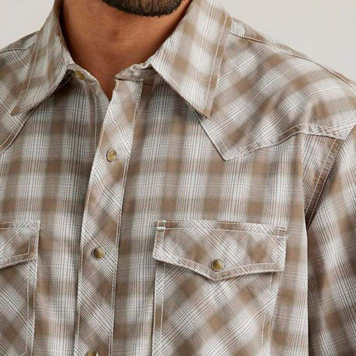 Wrangler Men's 20X Tan Plaid Advanced Competition Snap Shirt