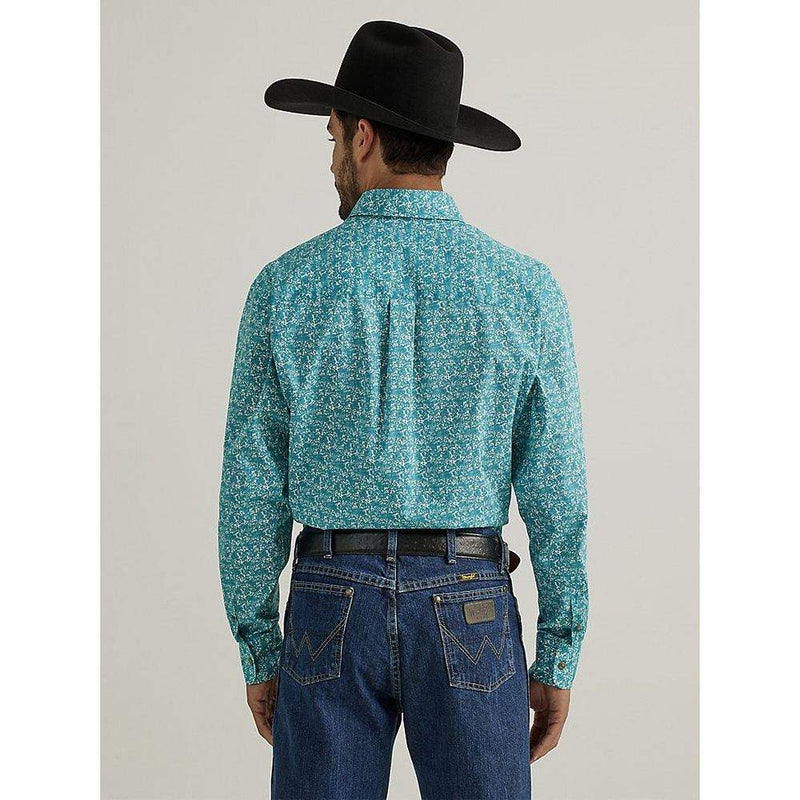 Wrangler Men George Strait Teal Paisley Shirt