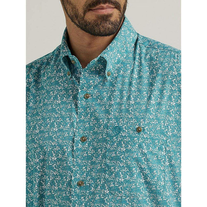 Wrangler Men George Strait Teal Paisley Shirt