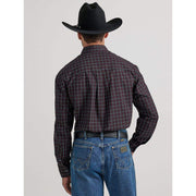 Wrangler Men's George Strait Navy Plaid Button Down Shirt