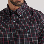 Wrangler Men's George Strait Navy Plaid Button Down Shirt