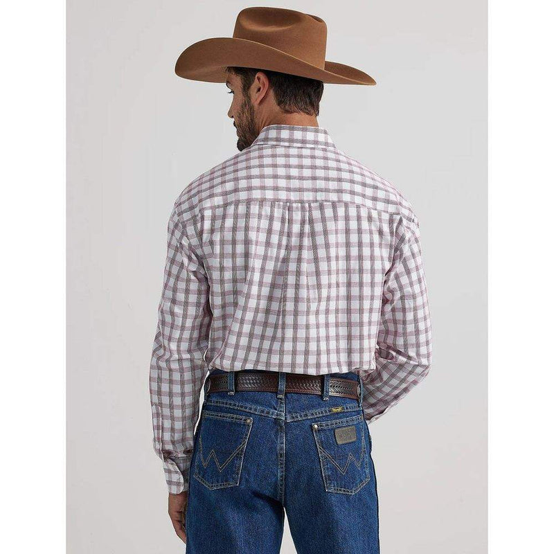 Wrangler Men's George Strait Red Plaid Button Down Shirt