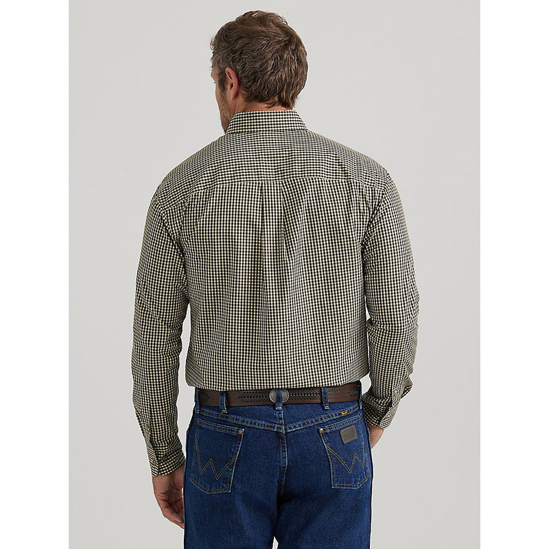 Wrangler Men's George Strait Tan Plaid Button Down Shirt