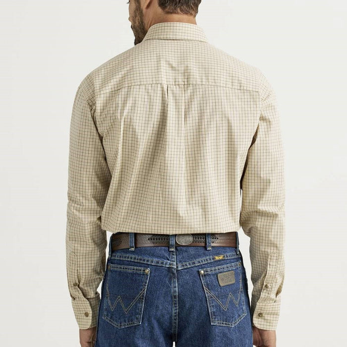 Wrangler Men's George Strait Tan Plaid Button Down Shirt
