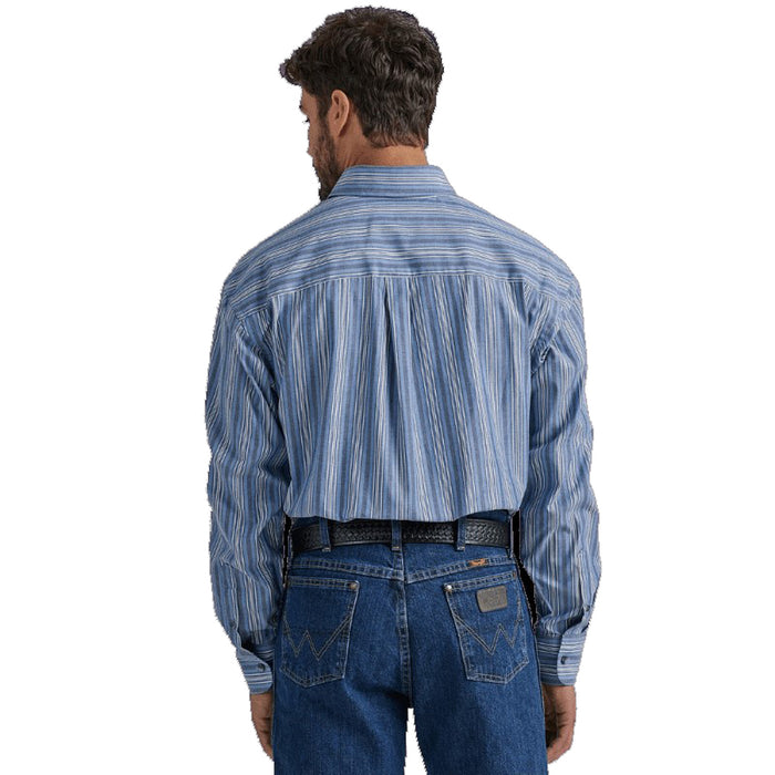 Wrangler Men's George Strait Blue Striped Button Down Shirt