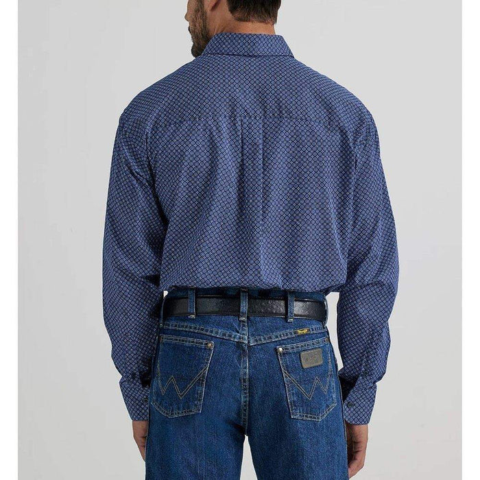 Wrangler Men's George Strait Blue Print Button Down Shirt