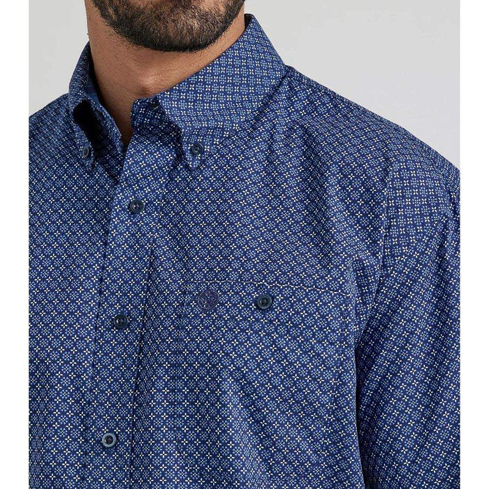 Wrangler Men's George Strait Blue Print Button Down Shirt