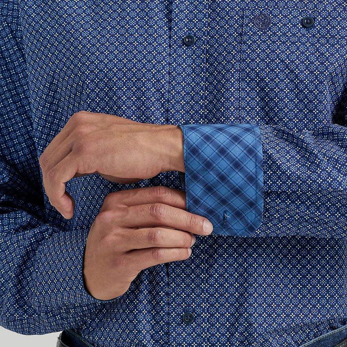 Wrangler Men's George Strait Blue Print Button Down Shirt