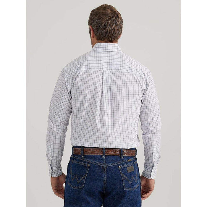 Wrangler Men's George Strait Blue Plaid Button Down Shirt
