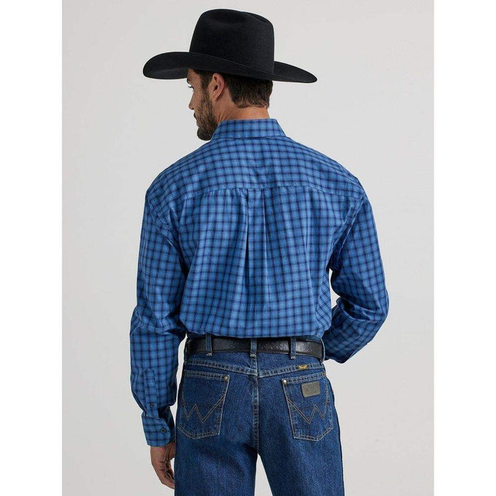 Wrangler Men's George Strait Blue Print Button Down Shirt