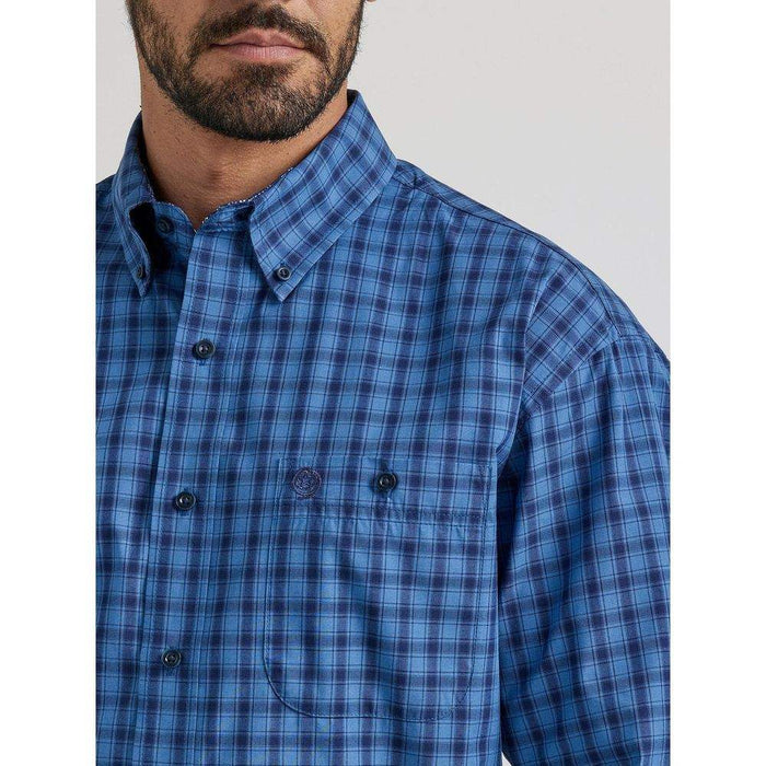 Wrangler Men's George Strait Blue Print Button Down Shirt
