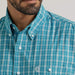 Wrangler Men's George Strait Teal Plaid Button Down Shirt