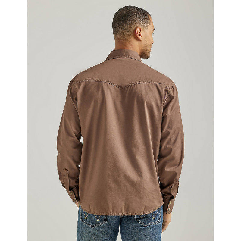 Wrangler Men's Retro Premium Brown Button Down Shirt