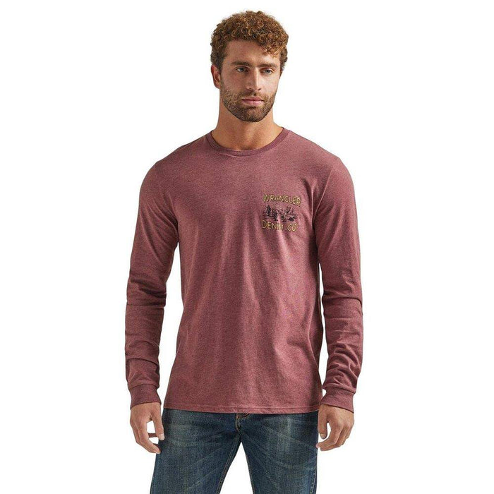 Wrangler Men's Burgundy Long Sleeve T-shirt