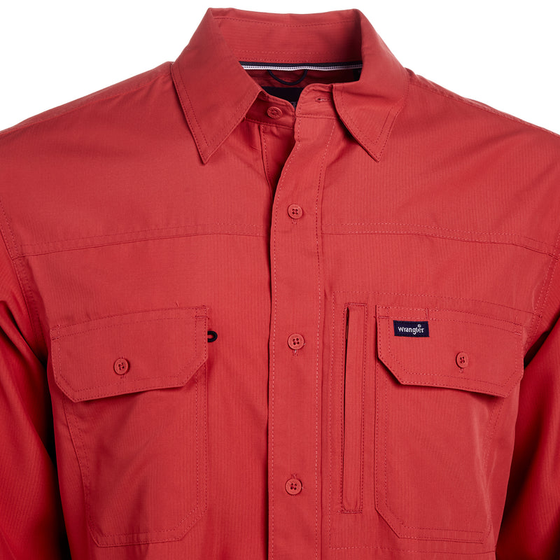 Wrangler Men's Mineral Red Performance Long Sleeve Shirt