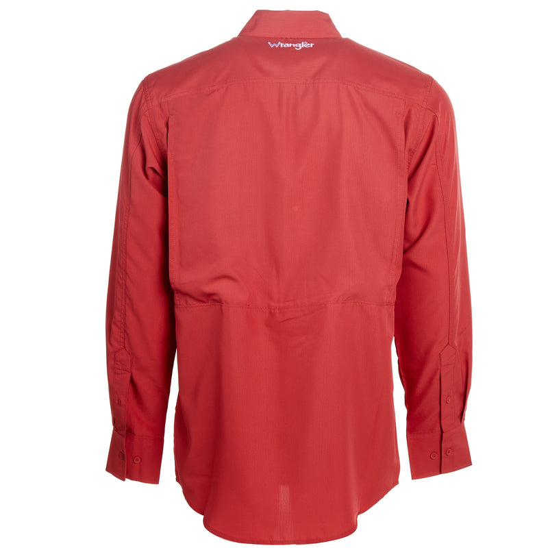 Wrangler Men's Mineral Red Performance Long Sleeve Shirt