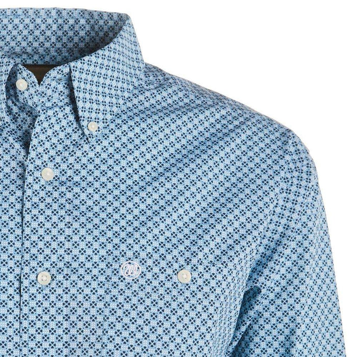 Wrangler Men's Classic Blue Printed Button Down