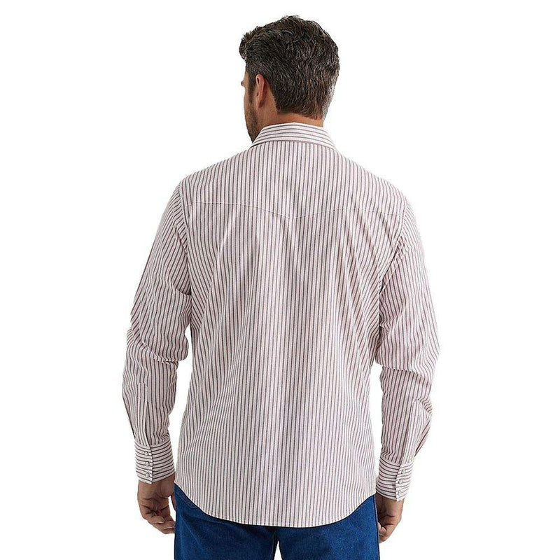 Wrangler Men's Wrinkle Resist Stripe Western Snap Shirt