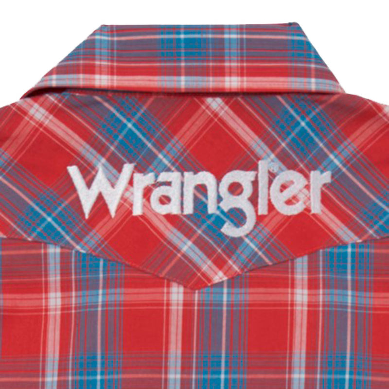 Wrangler Boy's Red and Blue Plaid Snap Shirt
