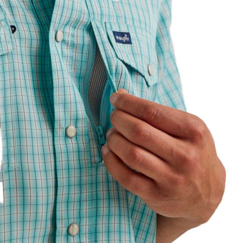 Wrangler Men's Blue Plaid Performance Shirt