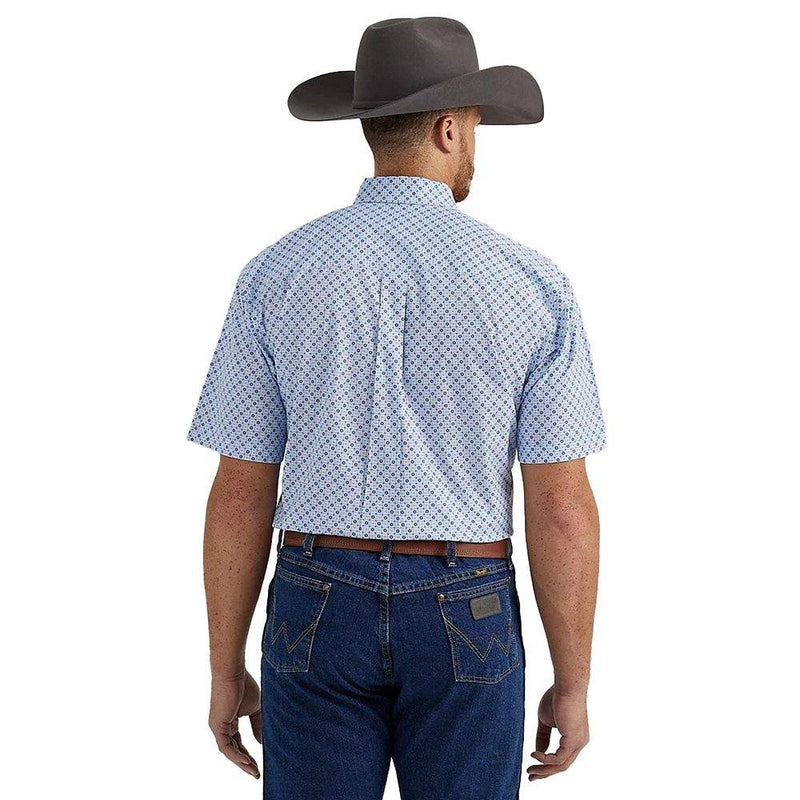 Wrangler Men's George Strait Blue Print Button Down Shirt