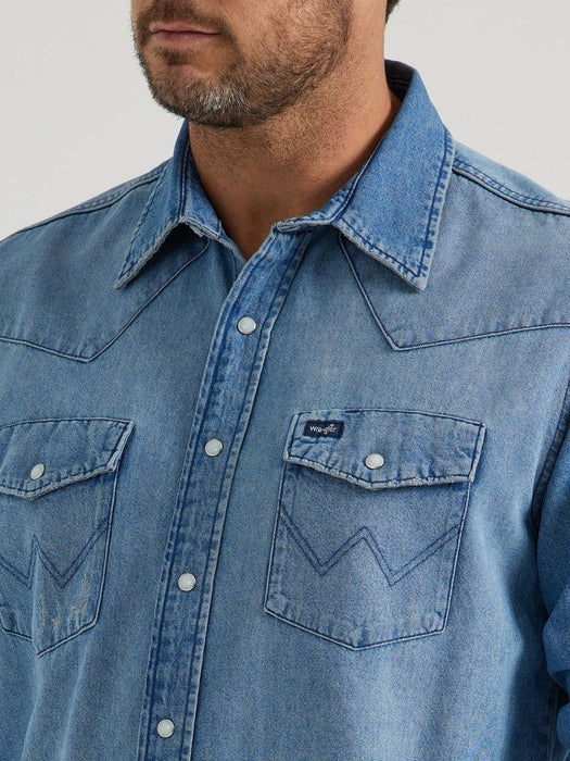 Wrangler Men's Vintage Inspired Long Sleeve Denim Shirt