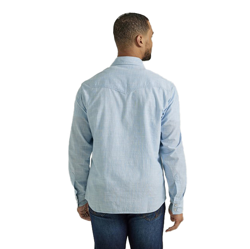 Wrangler Men's Blue Retro Modern Fit Western Snap Shirt
