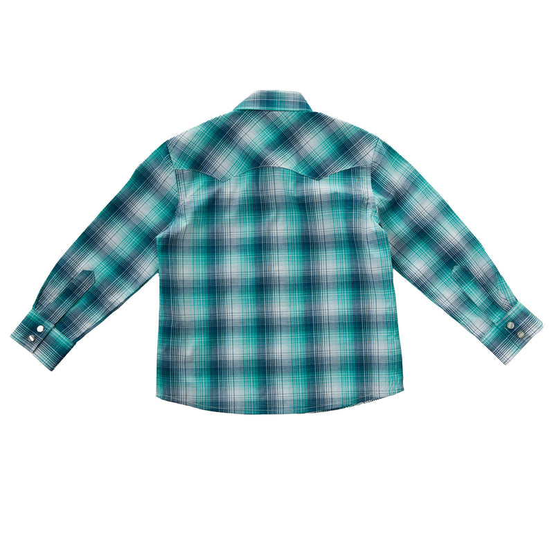 Wrangler Boy's Blue Plaid Retro Snap Shirt
