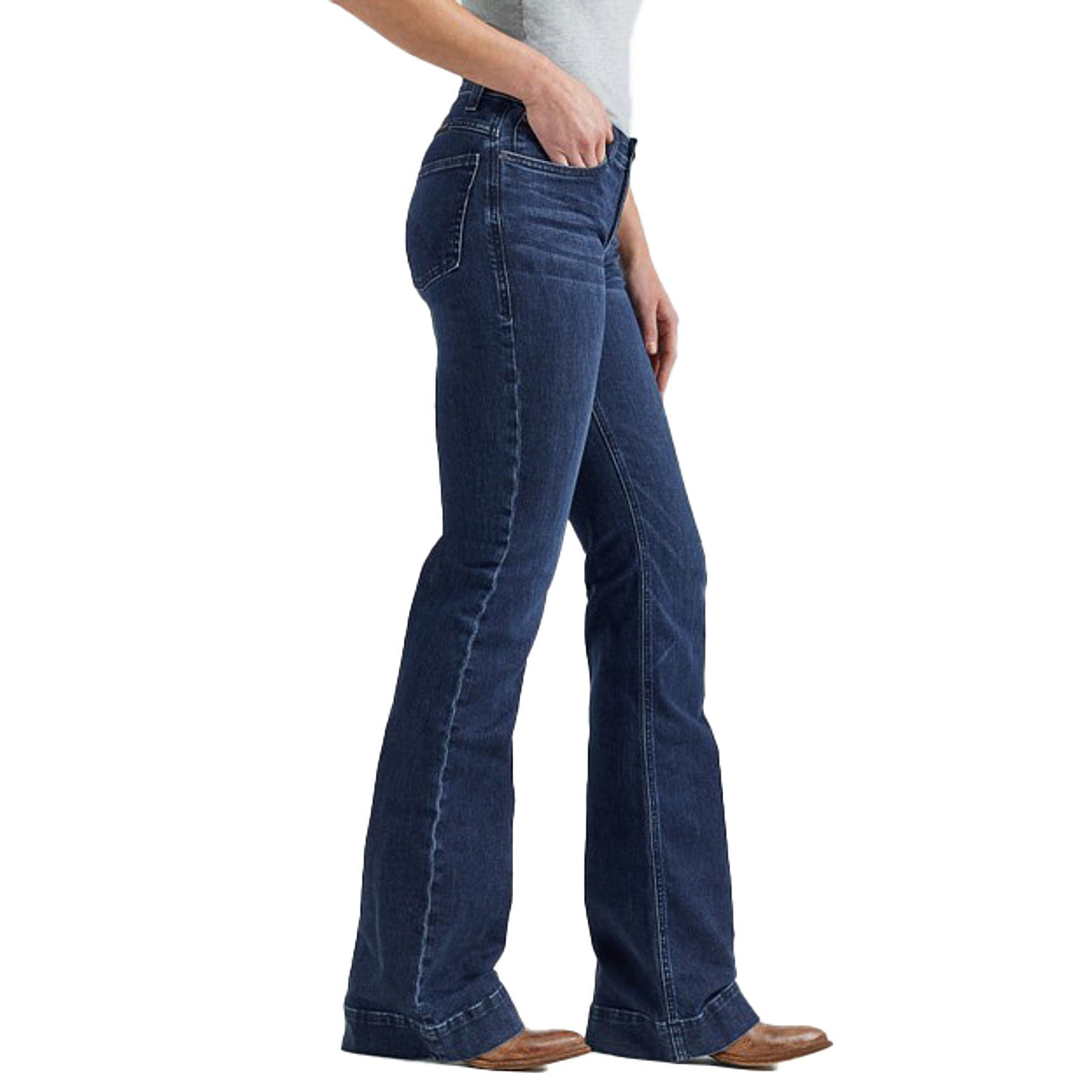 Jeans Da Equitazione Wrangler Donna Willow Mid Rise, Boot Cut, Vita Media, Con Ricami, Taglio Bootcut