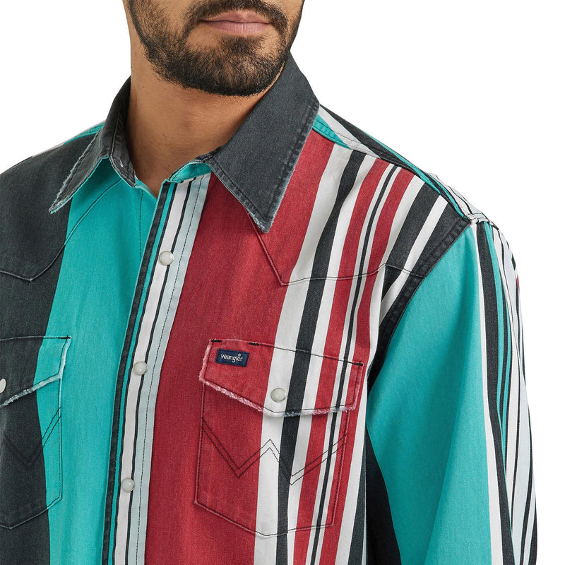 Wrangler Men's Vintage Stripe Long Sleeve Snap Shirt
