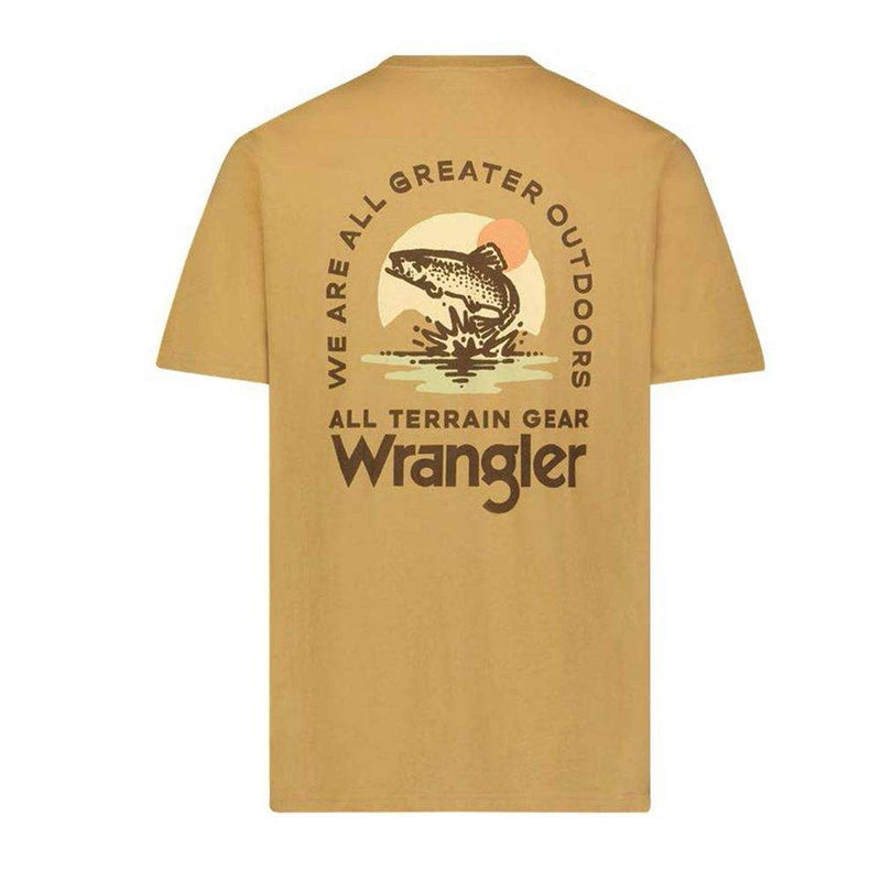 Wrangler Men's ATG Fish Logo Pale Gold Tee