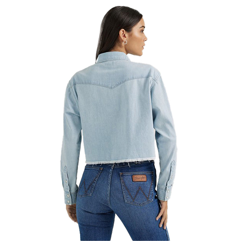 Wrangler Womens Cut-Off Denim Snap Shirt