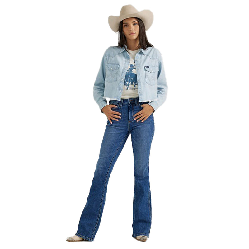 Wrangler Womens Cut-Off Denim Snap Shirt