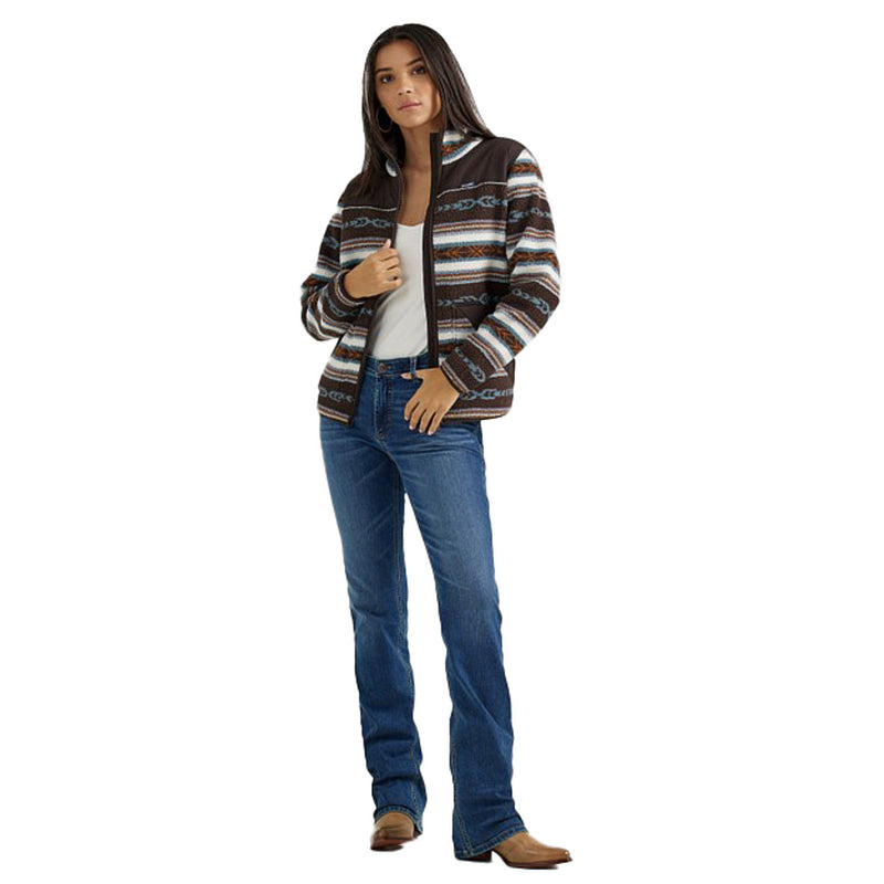 Wrangler Womens Brown/White Sherpa Zip Jacket