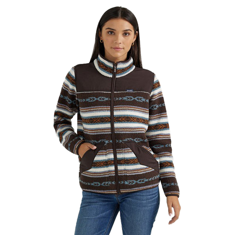 Wrangler Womens Brown/White Sherpa Zip Jacket