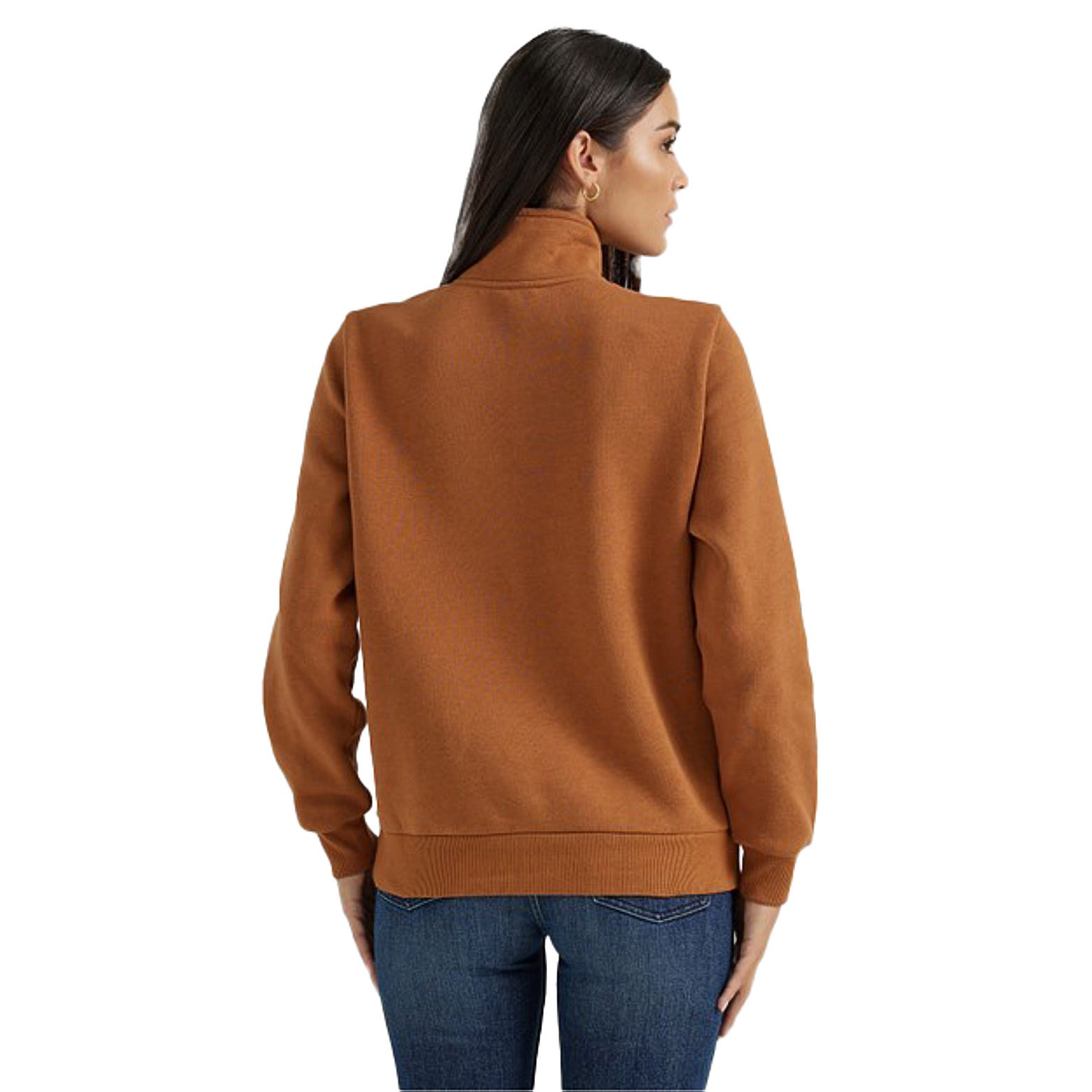 Wrangler Womens Brown Western Stitch Yoke Quarter Zip Pullover