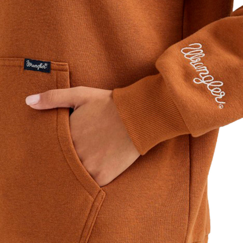 Wrangler Womens Brown Western Stitch Yoke Quarter Zip Pullover