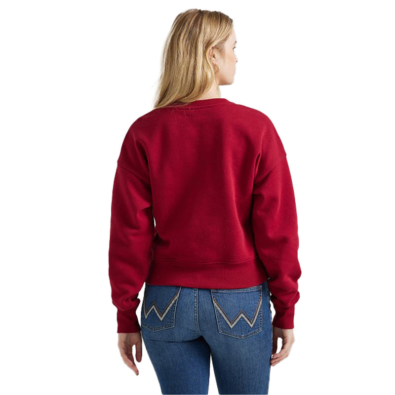 Wrangler Womens Red Crochet Print Logo Pullover