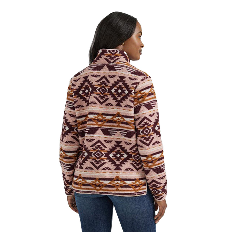 Wrangler Womens Pink Sherpa Quarter Zip Pullover