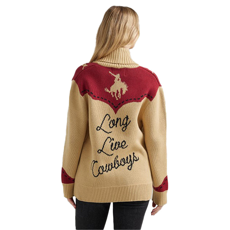 Wrangler Womens Tan Long Live Collar Cardigan