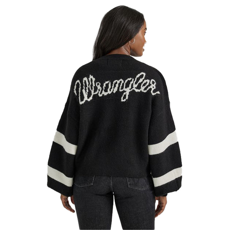 Wrangler Womens Black Logo Blouson Sleeve Cardigan
