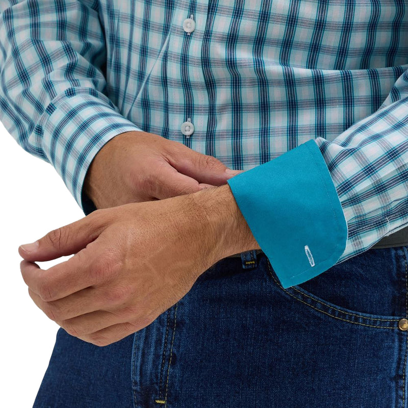 Wrangler George Strait White Teal Plaid
